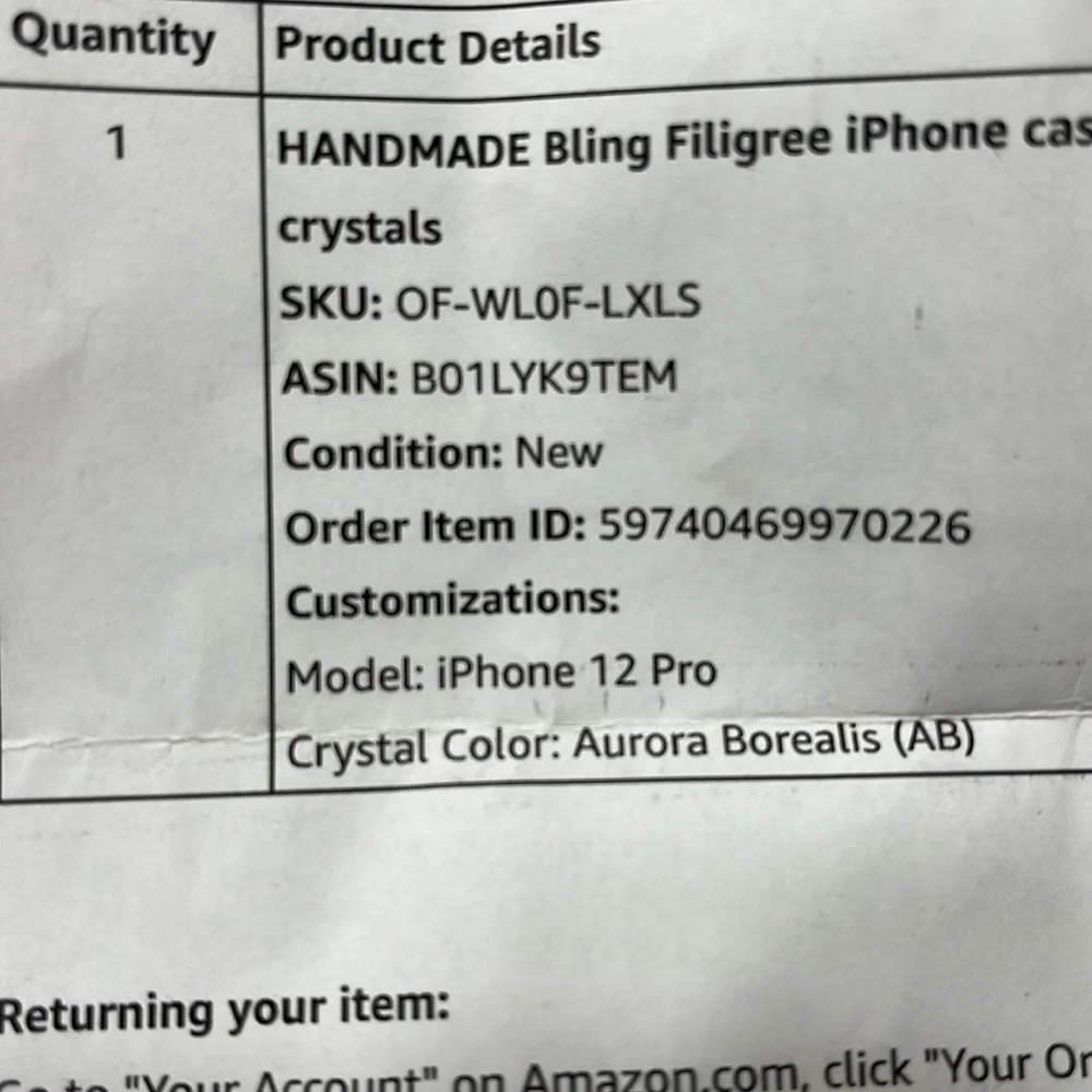 🆕NWT Handmade Bling Filigree I-Phone 12 Pro case/cover with Swarovski Crystals.